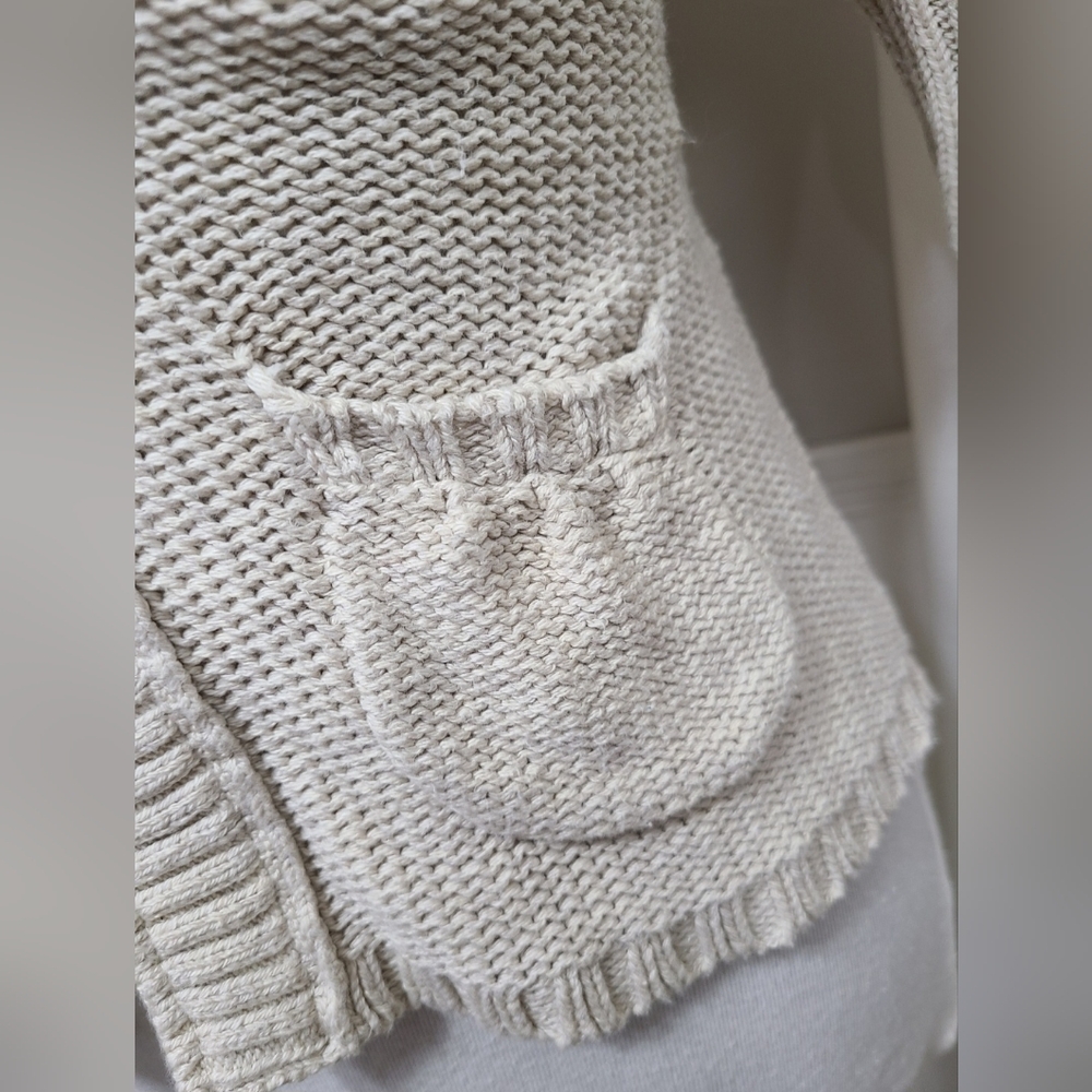 ♡ Y2K ♡ Hollister Cream Cableknit Hooded Cropped Babydoll Sweater - Picture 10 of 15